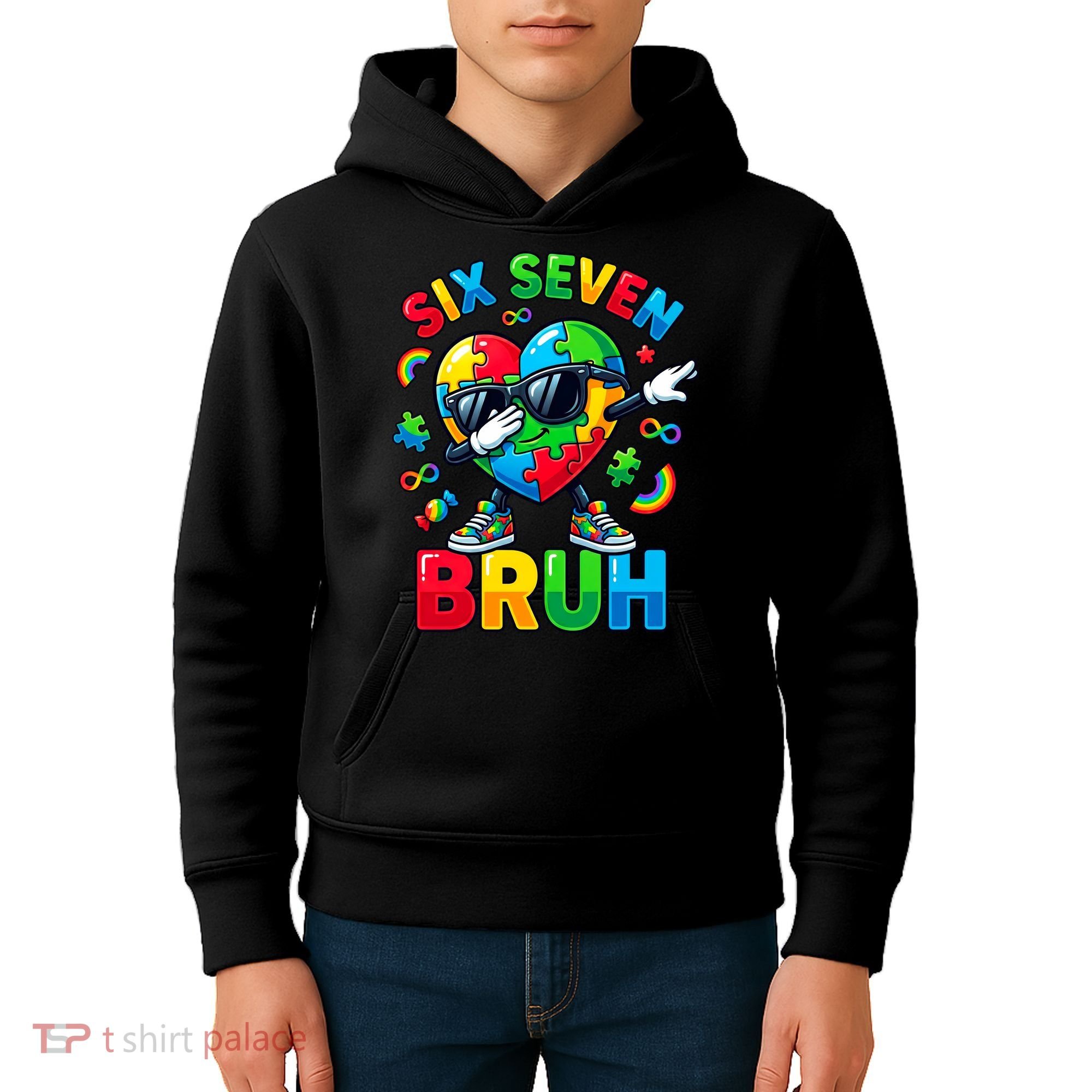 67 Six Seven Bruh Autism Awareness Meme Kids Hoodie