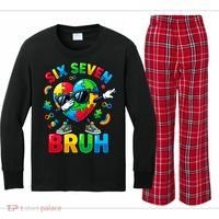 67 Six Seven Bruh Autism Awareness Meme Kids Long Sleeve Plaid Pajama Set thumb 0