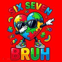 67 Six Seven Bruh Autism Awareness Meme Santa Hat thumb 1
