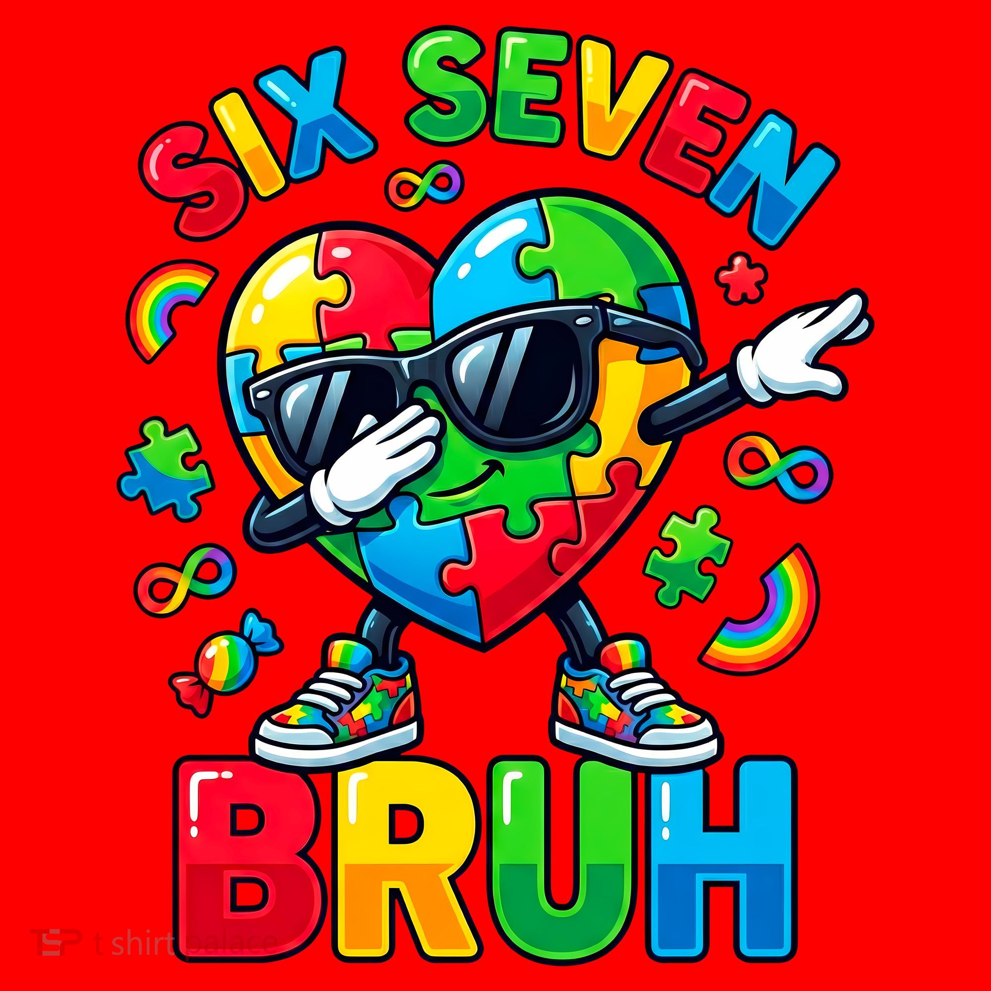 67 Six Seven Bruh Autism Awareness Meme Santa Hat