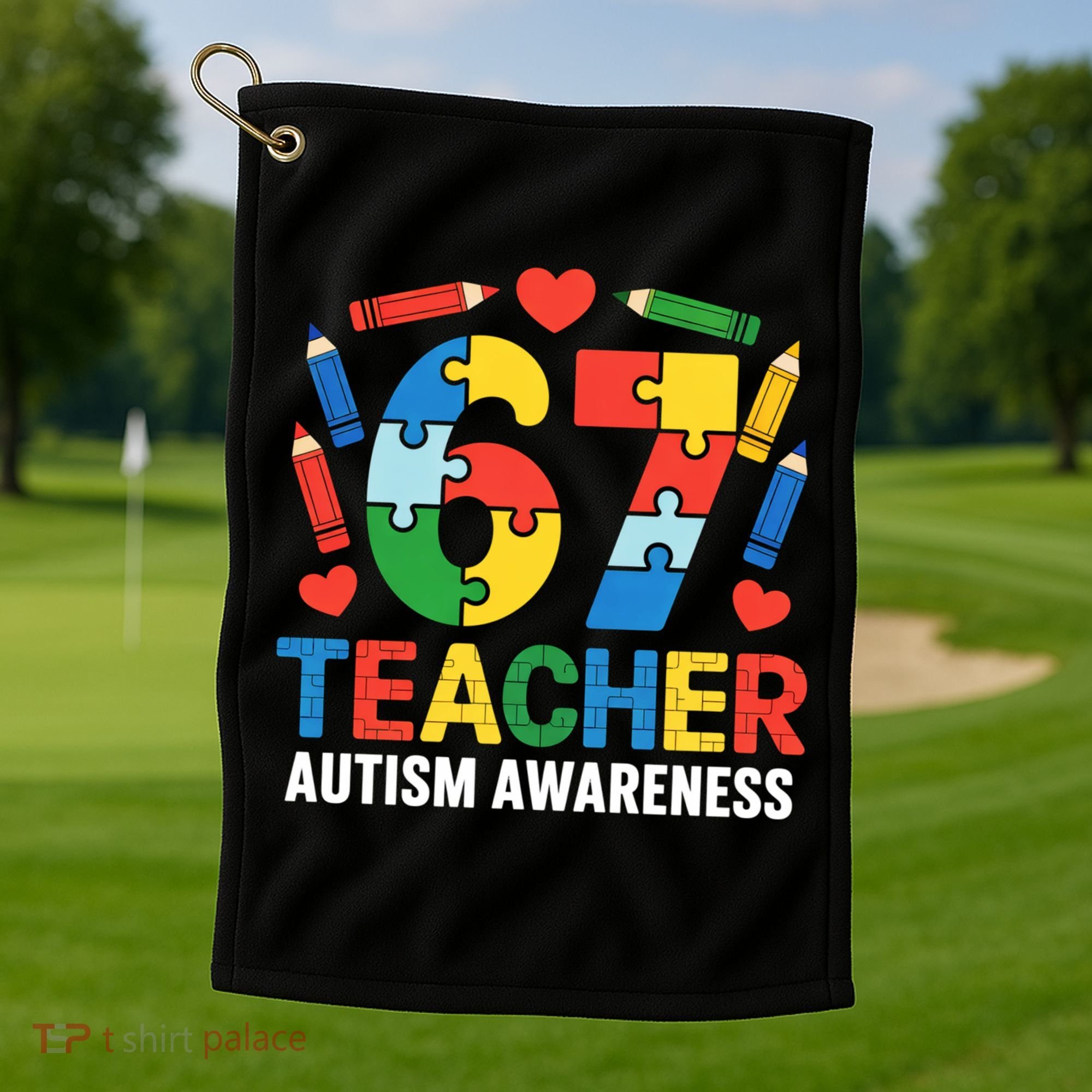 67 Teacher Autism Awareness 6-7 Golf Towel