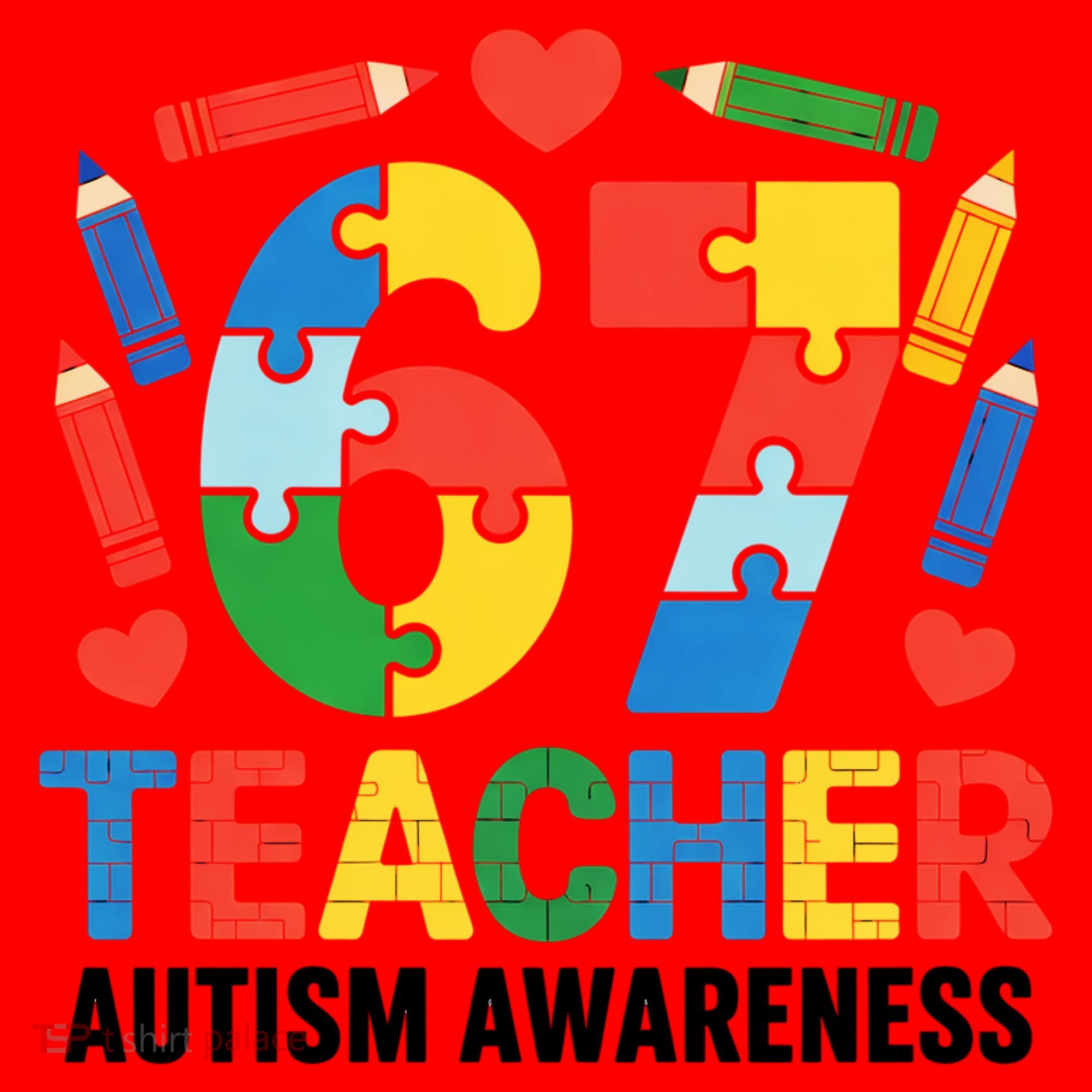 67 Teacher Autism Awareness 6-7 Santa Hat
