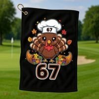 67 Thanksgiving Funny Turkey Meme Golf Towel thumb 1