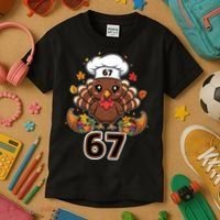 67 Thanksgiving Funny Turkey Meme Kids T-Shirt thumb 3