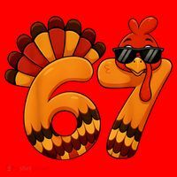 67 Thanksgiving Funny Turkey Sixty Seven Meme Santa Hat thumb 1