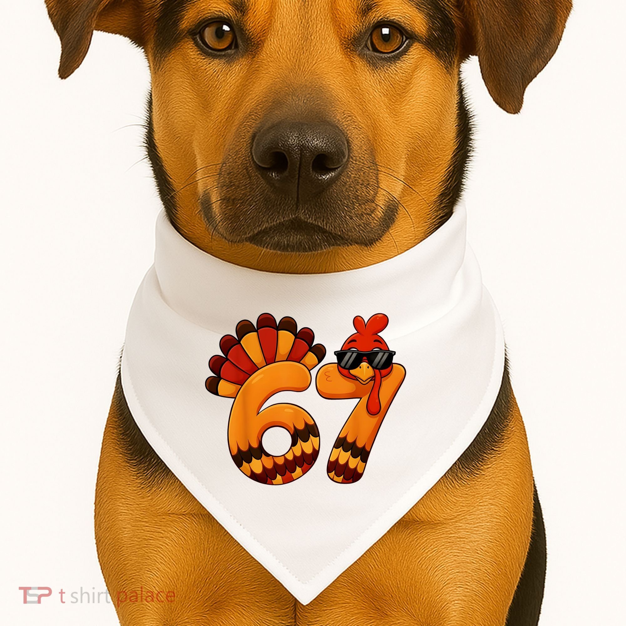 67 Thanksgiving Funny Turkey Sixty Seven Meme USA-Made Doggie Bandana