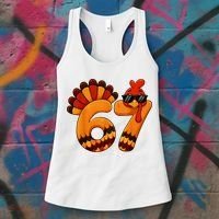 67 Thanksgiving Funny Turkey Sixty Seven Meme Women's Tank Top thumb 3