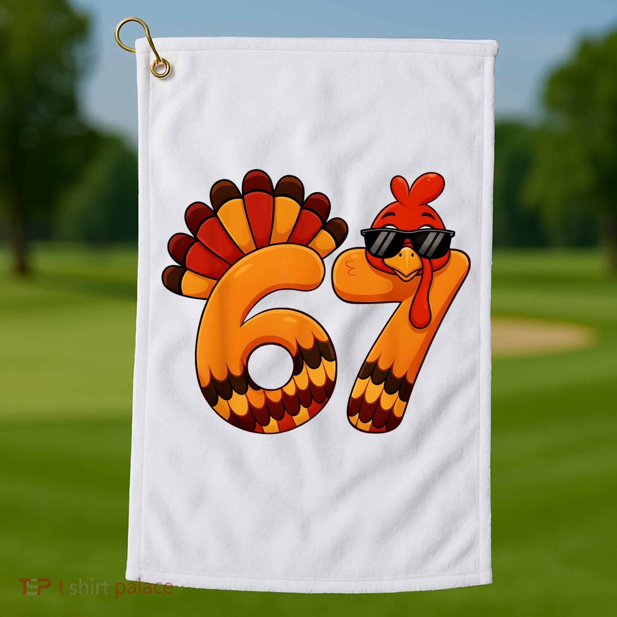 67 Thanksgiving Funny Turkey Sixty Seven Meme Golf Towel