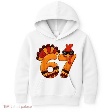 67 Thanksgiving Funny Turkey Sixty Seven Meme Kids Hoodie