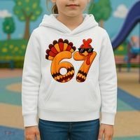 67 Thanksgiving Funny Turkey Sixty Seven Meme Kids Hoodie thumb 3