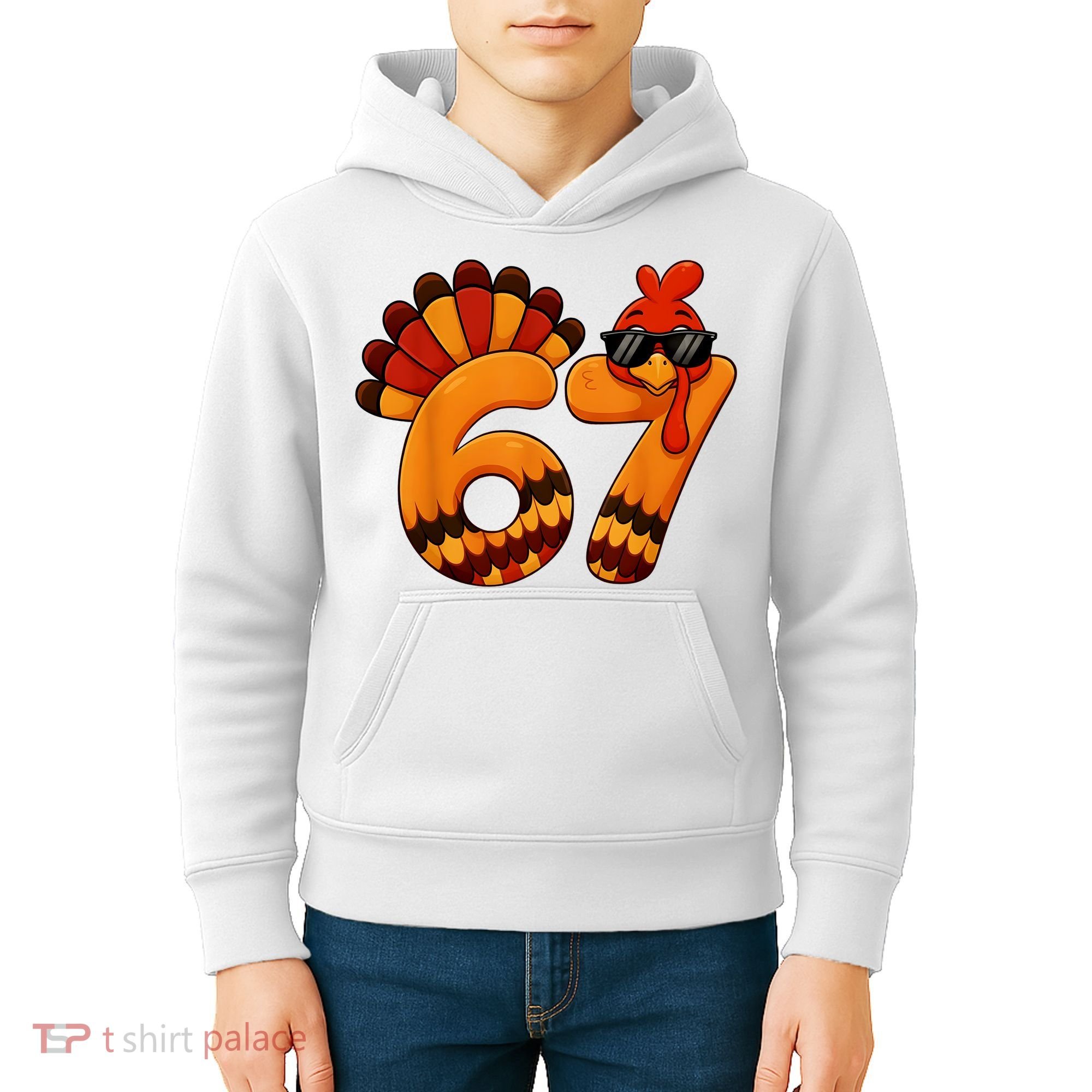67 Thanksgiving Funny Turkey Sixty Seven Meme Kids Hoodie