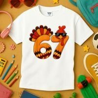 67 Thanksgiving Funny Turkey Sixty Seven Meme Kids T-Shirt thumb 3