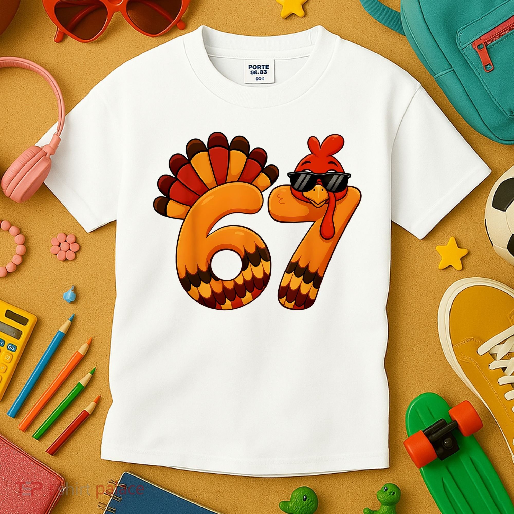 67 Thanksgiving Funny Turkey Sixty Seven Meme Kids T-Shirt