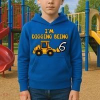 6th Birthday I'm Digging Being Six Kids Hoodie thumb 2