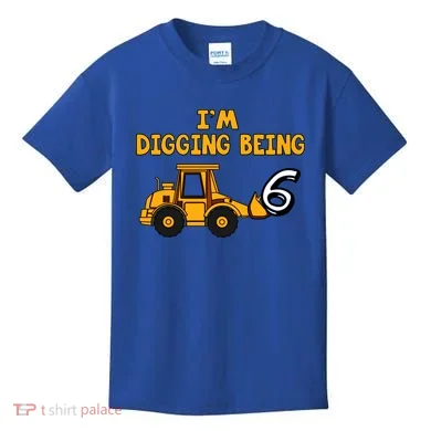 6th Birthday I'm Digging Being Six Kids T-Shirt