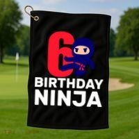 6th Birthday Ninja  Golf Towel thumb 1