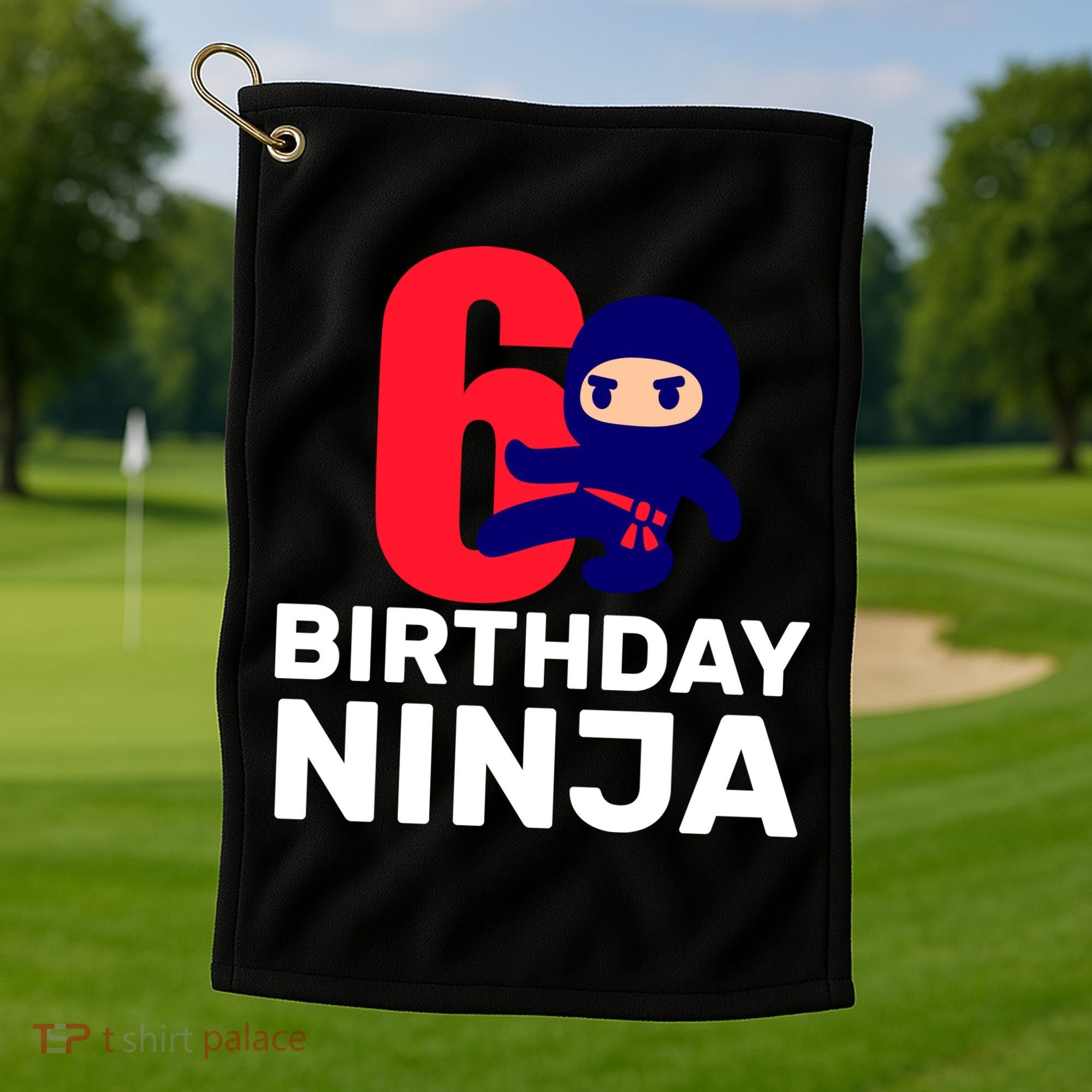 6th Birthday Ninja  Golf Towel