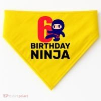 6th Birthday Ninja  USA-Made Doggie Bandana thumb 0