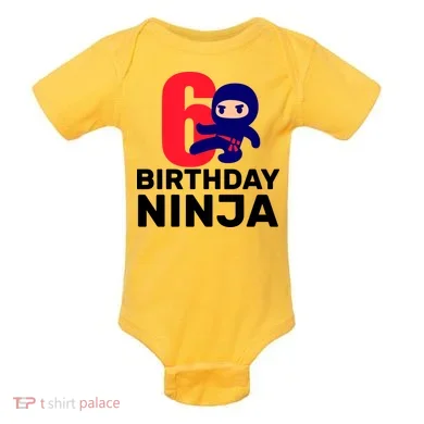 6th Birthday Ninja  Baby Bodysuit