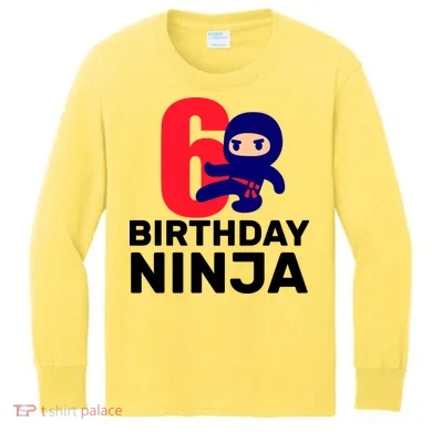 6th Birthday Ninja Kids Long Sleeve Shirt