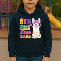 6th Grade? No Prob Llama Kids Hoodie thumb 3