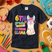 6th Grade? No Prob Llama Kids T-Shirt thumb 3