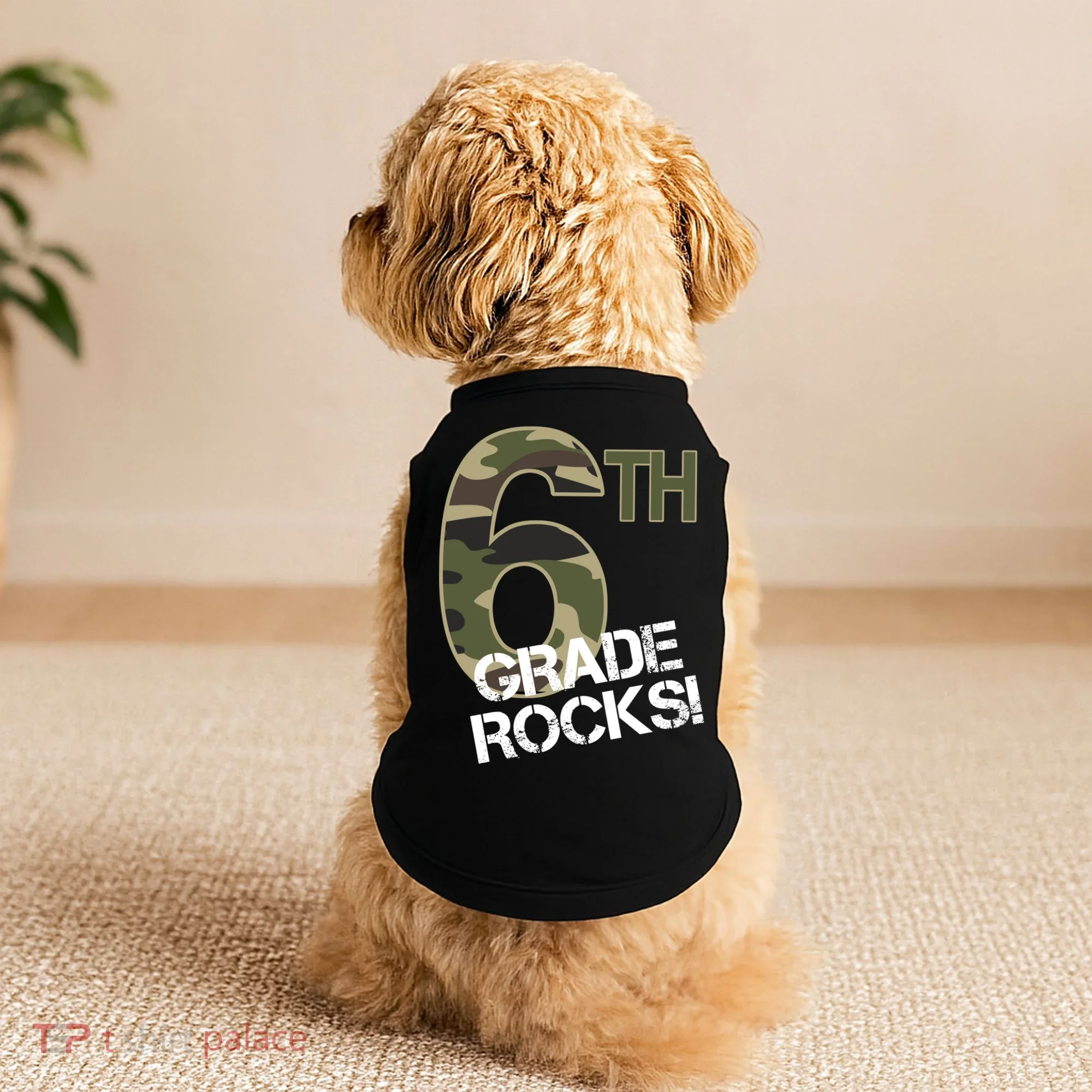 6th Grade Rocks Camo Doggie Tank