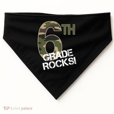 6th Grade Rocks Camo USA-Made Doggie Bandana