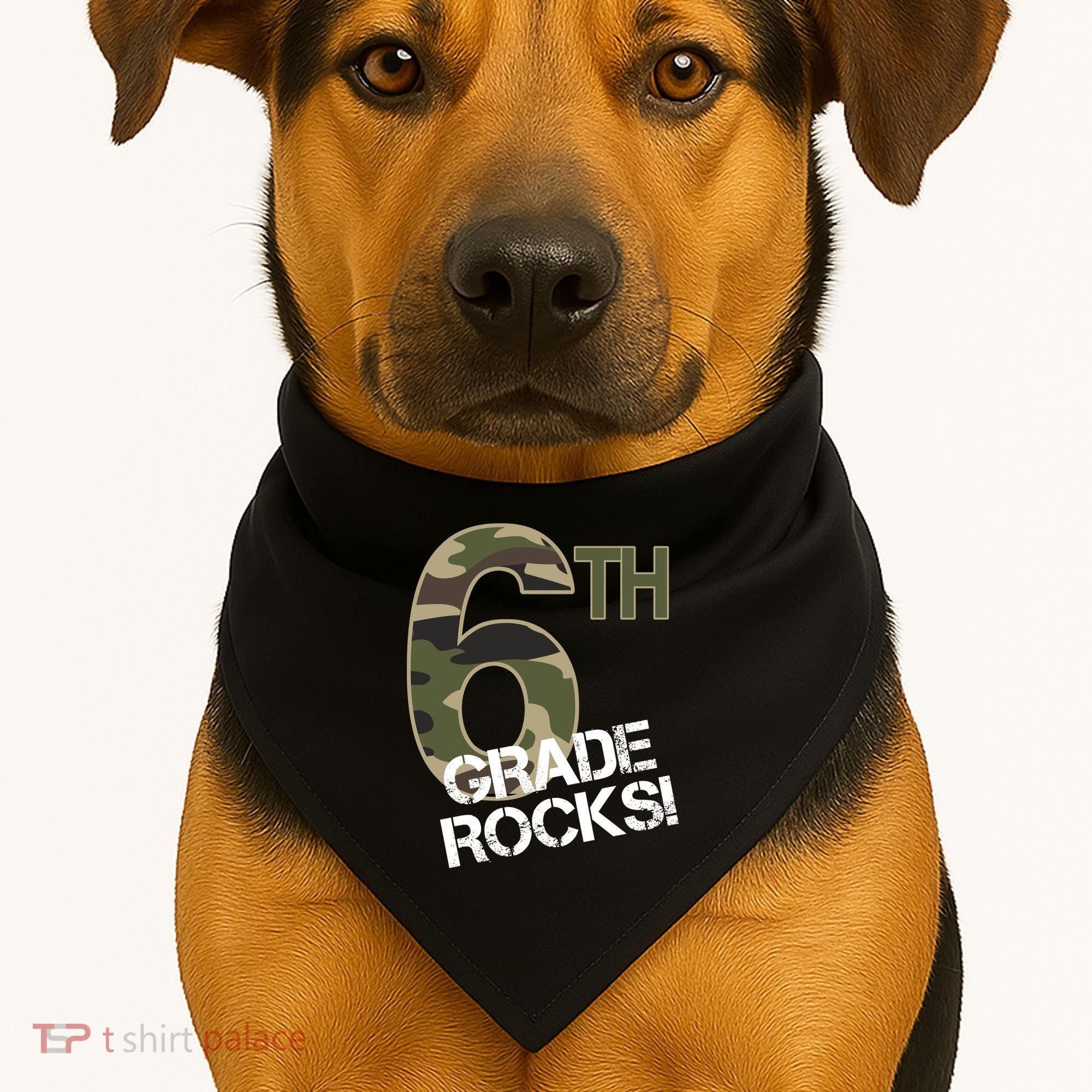 6th Grade Rocks Camo USA-Made Doggie Bandana