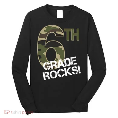 6th Grade Rocks Camo Long Sleeve Shirt