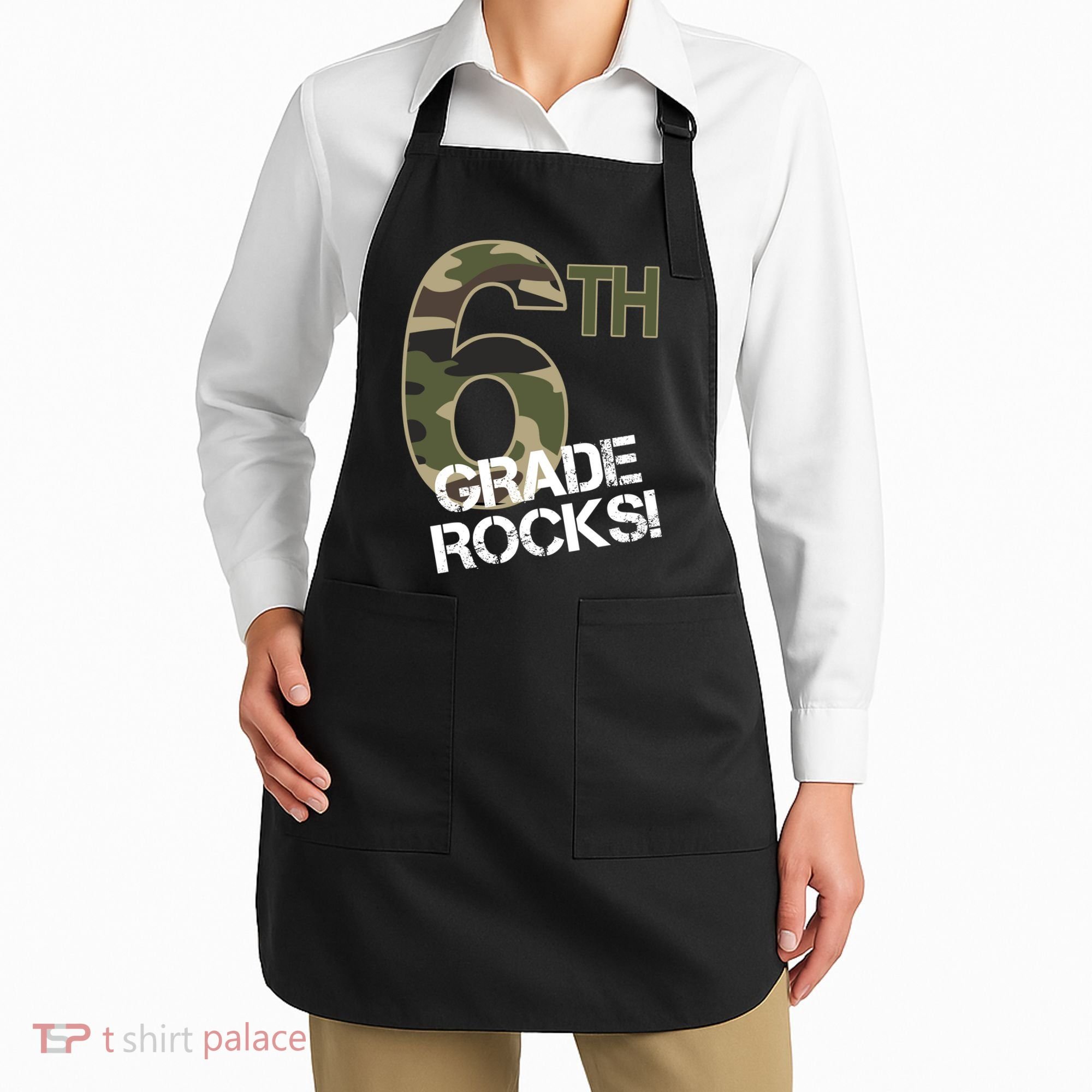 6th Grade Rocks Camo Apron
