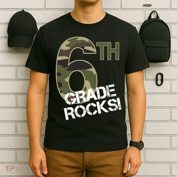 6th Grade Rocks Camo T-Shirt