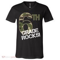 6th Grade Rocks Camo V-Neck T-Shirt thumb 0