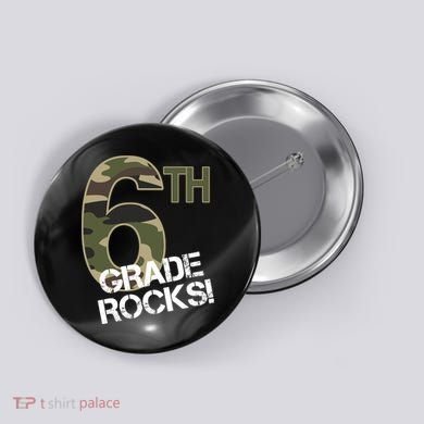 6th Grade Rocks Camo Button