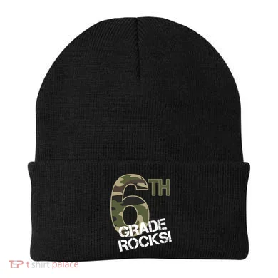6th Grade Rocks Camo Beanie