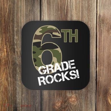 6th Grade Rocks Camo Coaster