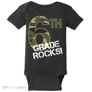 6th Grade Rocks Camo Baby Bodysuit