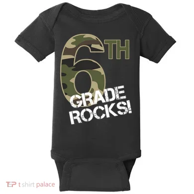 6th Grade Rocks Camo Baby Bodysuit