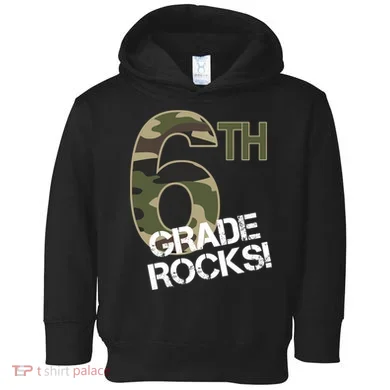 6th Grade Rocks Camo Toddler Hoodie