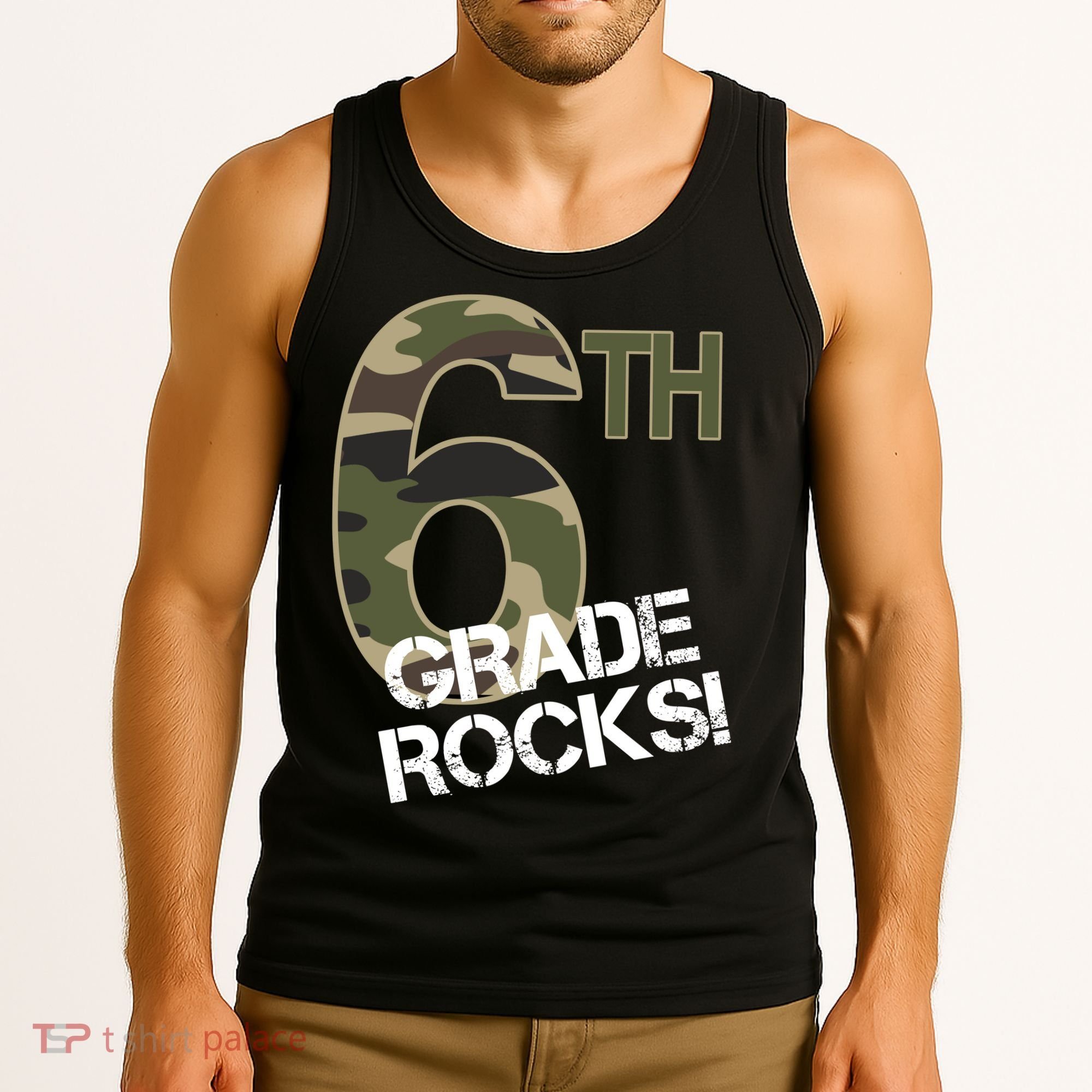 6th Grade Rocks Camo Tank Top