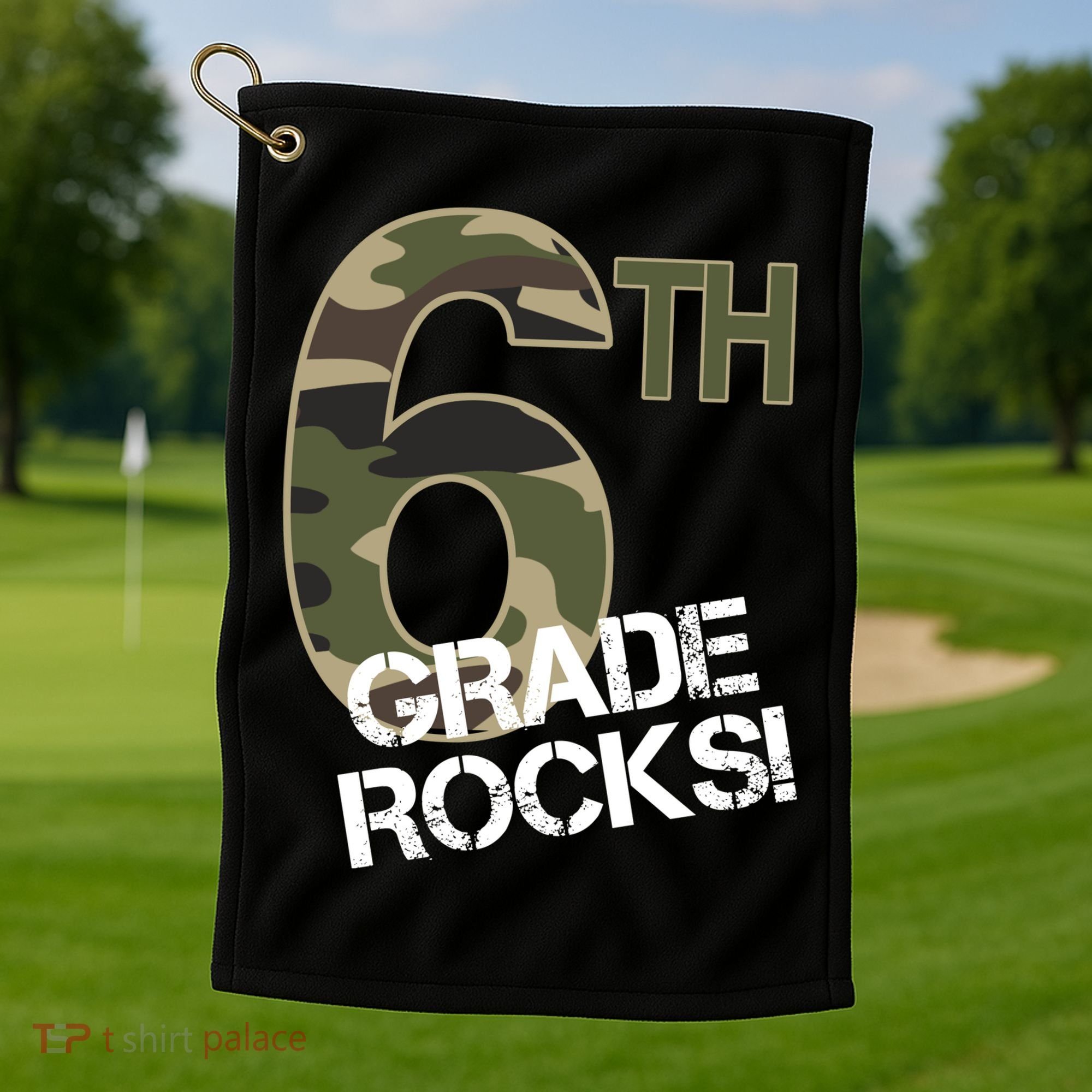 6th Grade Rocks Camo Golf Towel