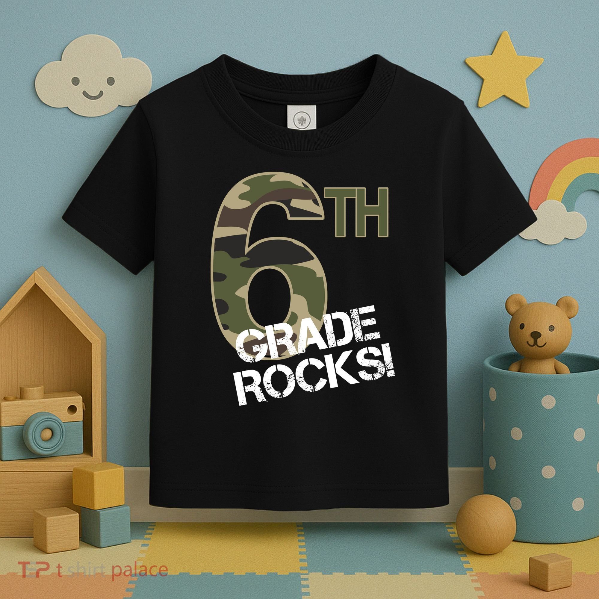 6th Grade Rocks Camo Toddler T-Shirt