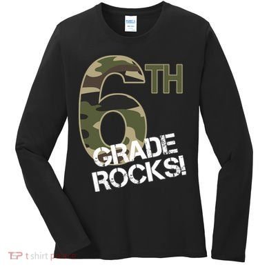 6th Grade Rocks Camo Women's Long Sleeve Shirt