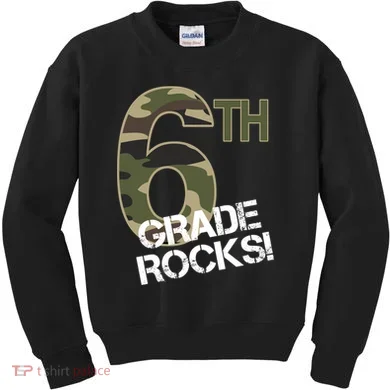 6th Grade Rocks Camo Kids Sweatshirt