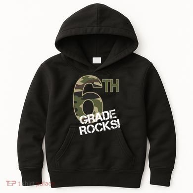 6th Grade Rocks Camo Kids Hoodie