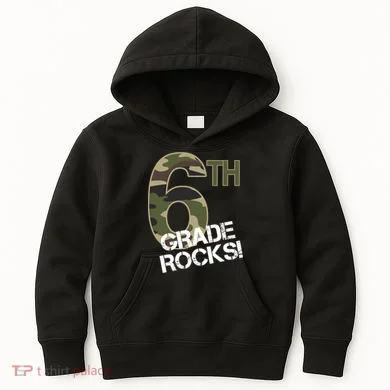 6th Grade Rocks Camo Kids Hoodie