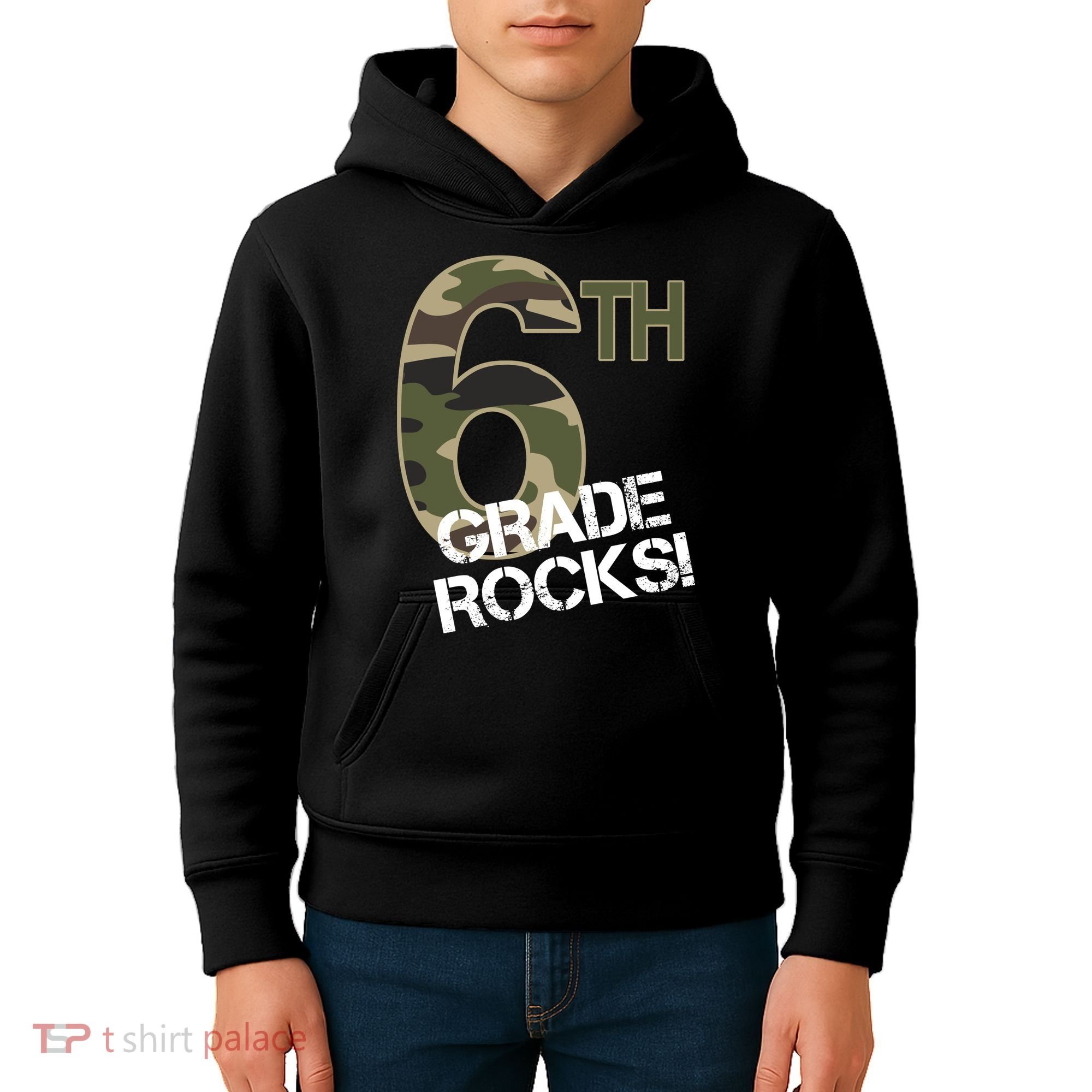 6th Grade Rocks Camo Kids Hoodie