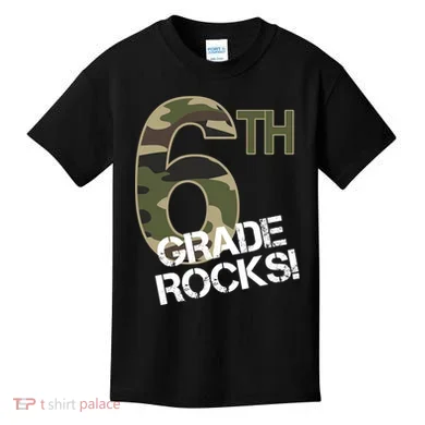 6th Grade Rocks Camo Kids T-Shirt
