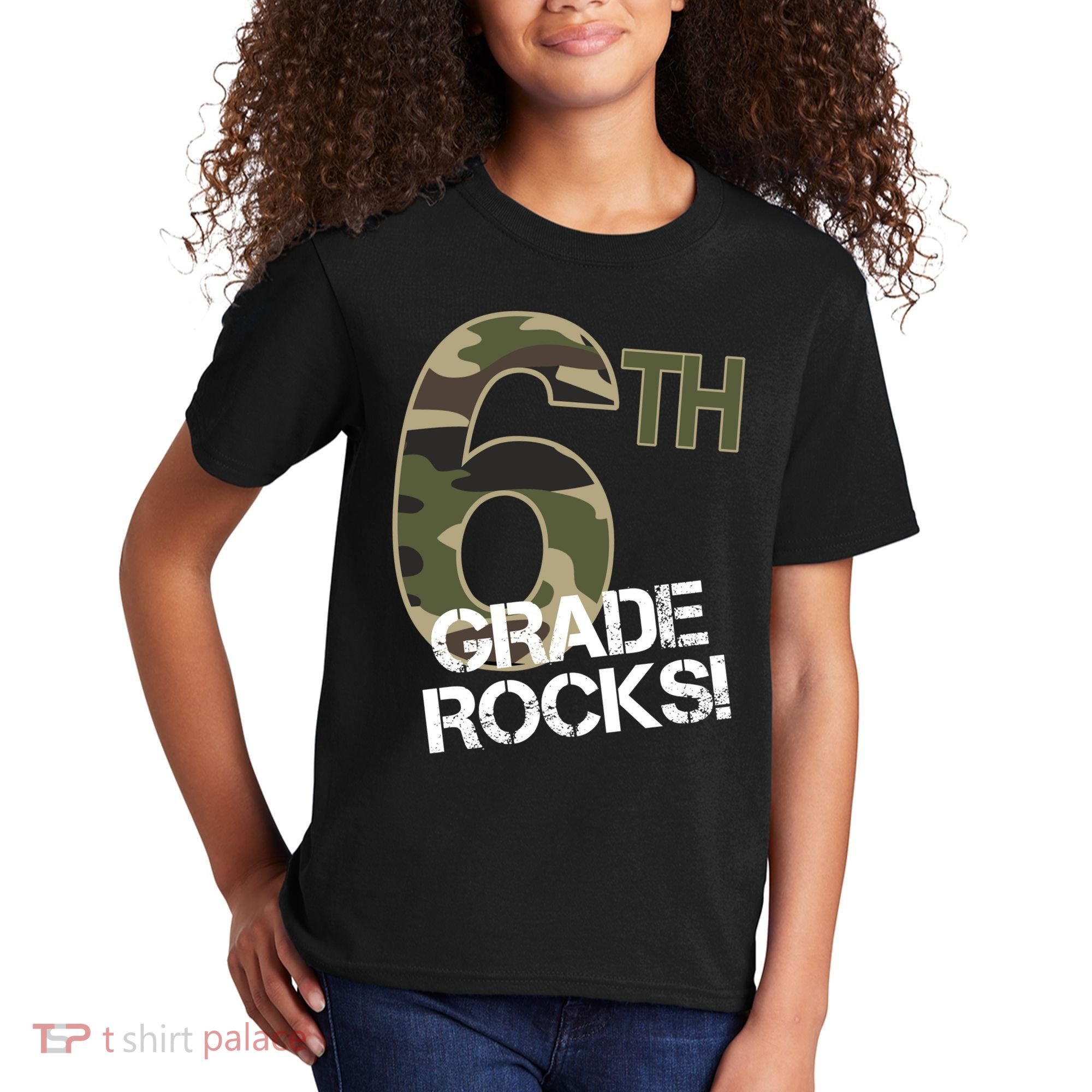 6th Grade Rocks Camo Kids T-Shirt