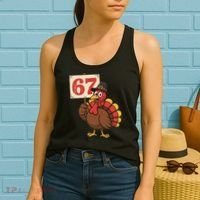 67 Turkey Thanksgiving Meme Funny Sixty Seven Women's Tank Top thumb 2